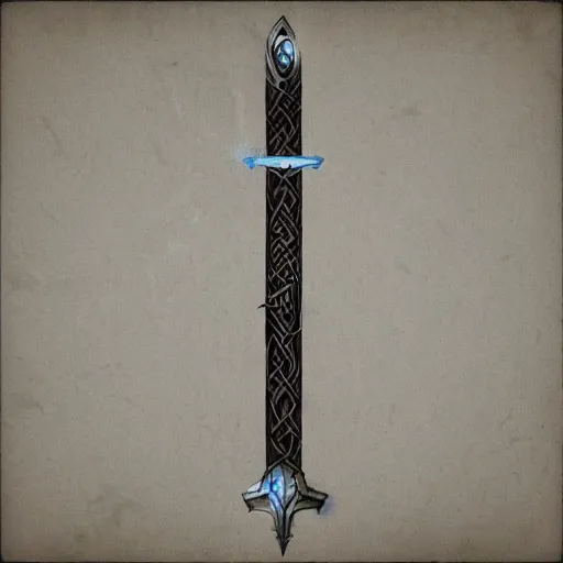 Prompt: skofnung, legendary viking sword, energy sword, science fiction, magic item, d & d, concept art,
