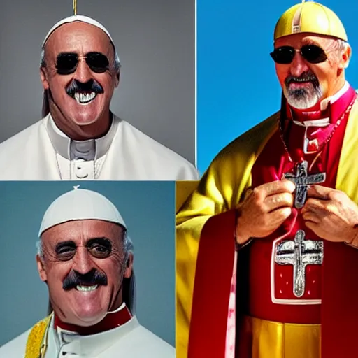 Prompt: Hulk Hogan as the pope, RAW image, high quality, photo, camera