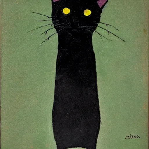 Image similar to avatar of a black cat in the style of antonio berni