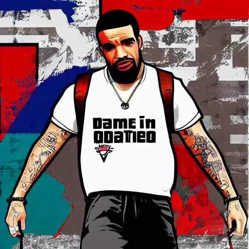 Image similar to drake in the style of gta v artwork, digital art