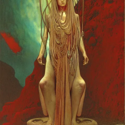 Image similar to queen of mars by zdzisław beksinski and alphonse mucha