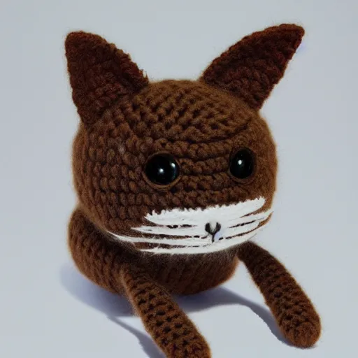 Prompt: realistic photo of a cat crocheted out of wool, digital art