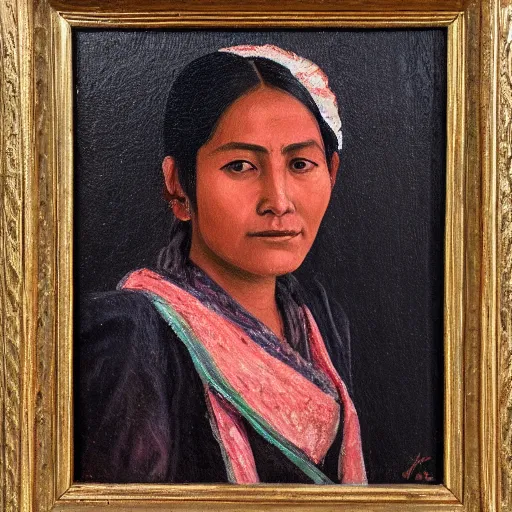 Prompt: a nepali woman wearing a white shawl, oil painting