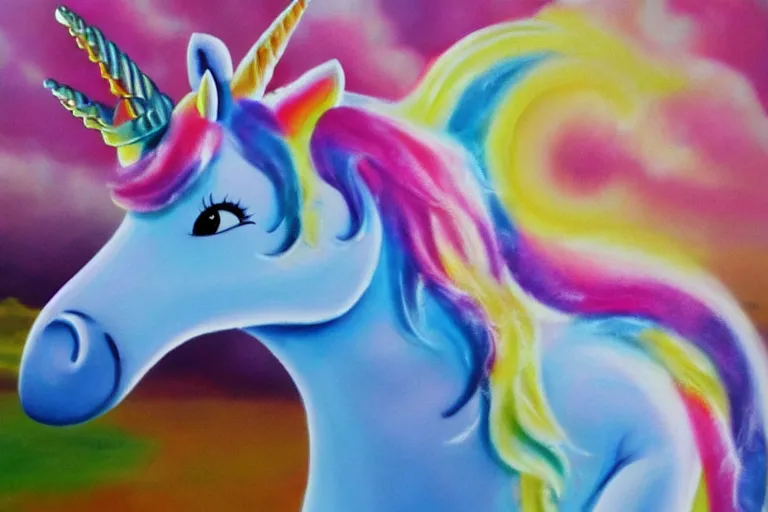 Image similar to badly done cheesy unicorn airbrush art