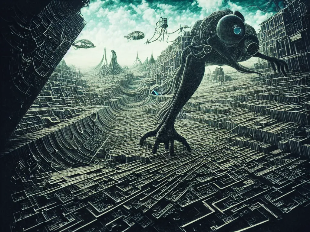 Image similar to highly detailed photo of giant plotter drawing a world, trending on deviantart, neo surrealism, sharp focus, a lot of little details, octane, masterpiece, art by max ernst