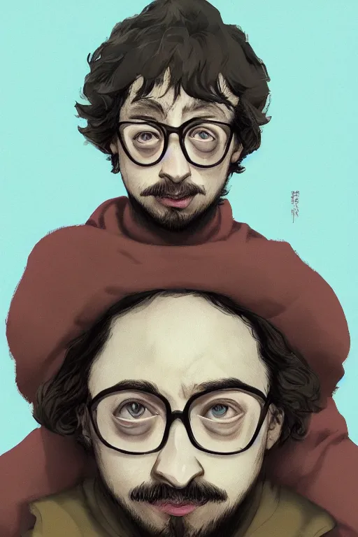 Prompt: portrait of Sam Hyde in the style of Studio Ghibli, warrior, close-up, sigma male, rule of thirds, award winning photo, highly detailed features,