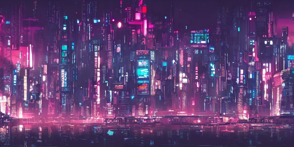 Image similar to city in the style of cyberpunk with a gigantic building in the middle, space sky, anime illustration,