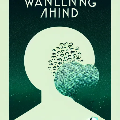 Image similar to a wandering mind, logo, simple white background victo ngai, kilian eng