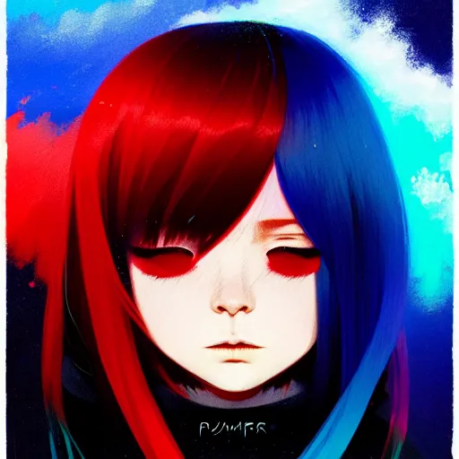 Image similar to red water swirling around rimuru tempest crying, enveloped in ghosts, sky blue straight hair, bangs, with amber eyes, black jacket, high collar, ultra fine detaile, dark theme, digital painting, psychedelic, cinematic, wlop, pixiv, ilya kuvshinov, ross tran