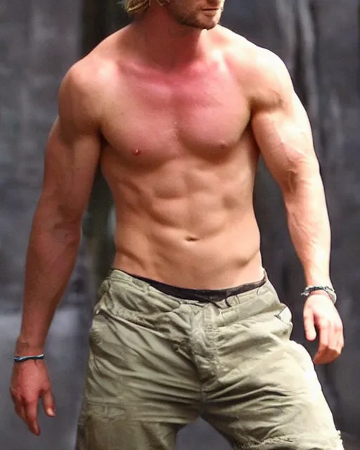 Prompt: Chris Hemsworth very thin, body shot, highly detailed, detailed face