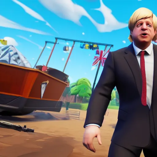 Image similar to boris johnson in fortnite screenshot, gameplay