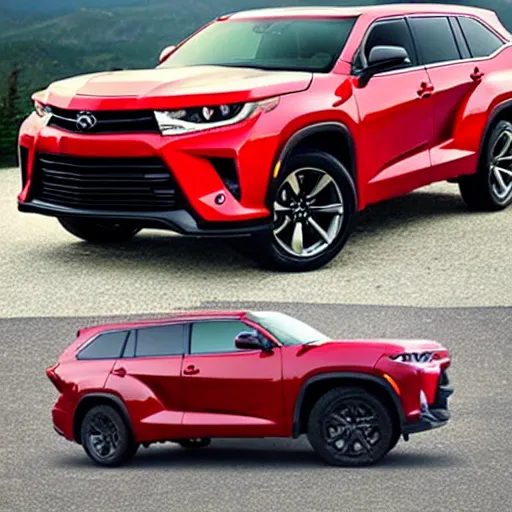 Prompt: a toyota highlander mixed with a camaro