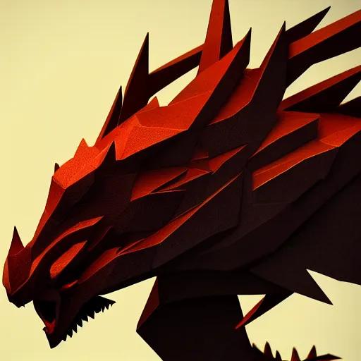 Image similar to Dragon low poly , photo , trending on artstation , Matte painting ,Hyperdetailed , CGSociety