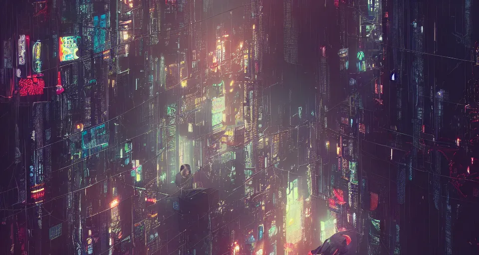 Image similar to a woman standing on the top of a building in a cyberpunk city, nighttime, raining, intricate artwork by Tooth Wu and wlop and beeple, octane render, hyper realism, 8k