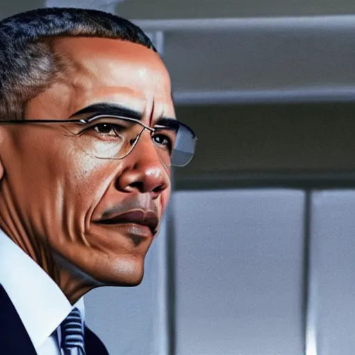 Image similar to A still of Obama as Walter White in Breaking Bad