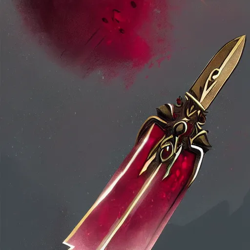 Image similar to a magical sword made of ruby, artstation