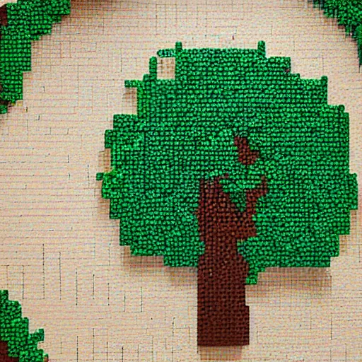 Image similar to Tree made of legos, aerial view, seamless mosaic