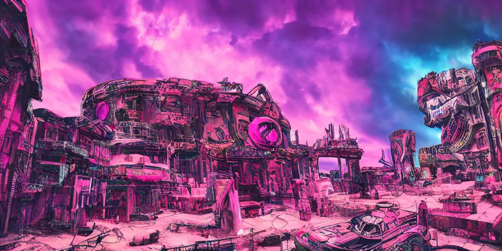 Image similar to punk big beautiful face, space, dungeon, pirate neon ship with punks on board, mohawks, neon, oil painting, pink, rich deep colors masterpiece, ultra detailed, contrast, heaven pink, lots of roman arches, punk rock with mohawks, clouds, sky, volumetric light, atmospheric lighting, dramatic, cinematic, moody, octane render 4 k, 8 k