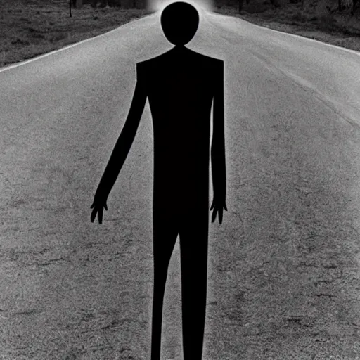 Image similar to black and white photo of slenderman