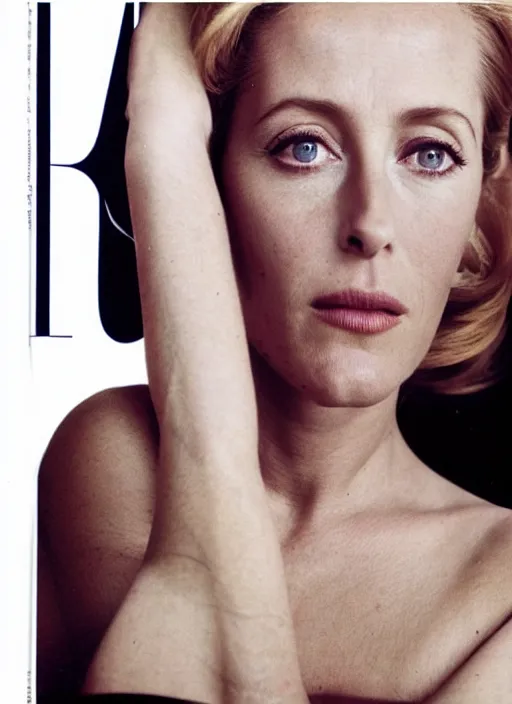 Prompt: a portrait of gillian anderson by mario testino, head shot, award winning, cover of vogue 1 9 6 7, sony a 7 r