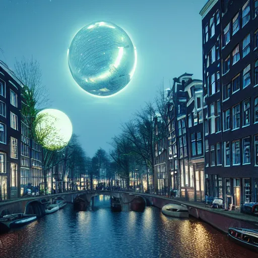 Image similar to Amsterdam during an alien invasion at nighttime, intricate artwork by Tooth Wu and wlop and beeple, octane render, hyper realism, 8k