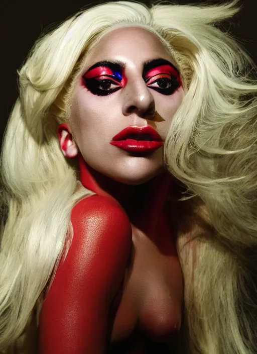 Image similar to lady gaga by nick knight, born this way, born this way album, red weapon 8 k s 3 5, cooke anamorphic / i lenses, highly detailed, cinematic lighting