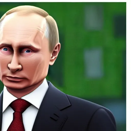 Image similar to a person looking like vladimir putin in minecraft video game