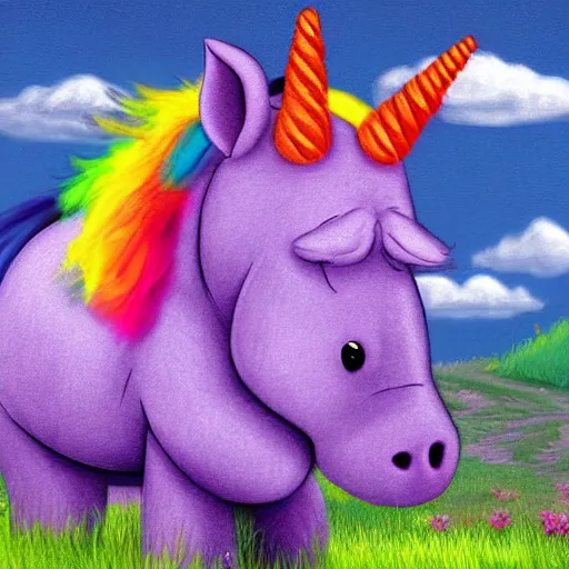 Image similar to eeyore as a depressed unicorn, high resolution photograph