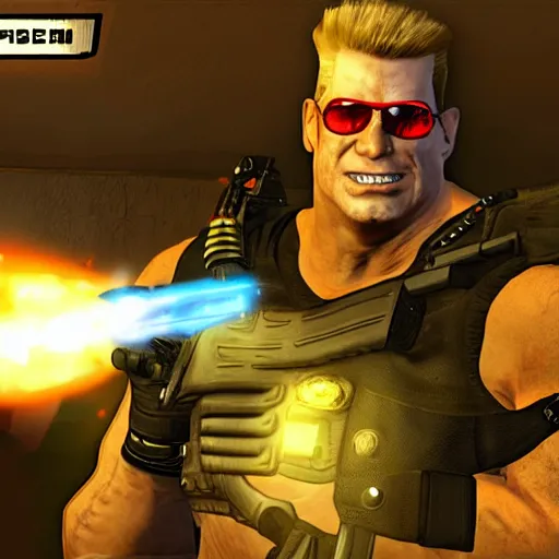 Image similar to Duke Nukem in Among Us, screenshot