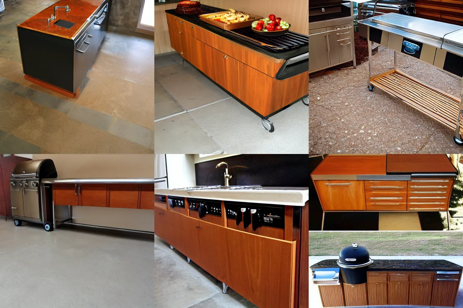 Prompt: mid - century modern floor display for traeger grills