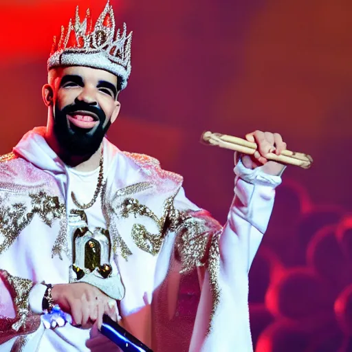 Prompt: drake dressed as a pretty princess with a magic wand