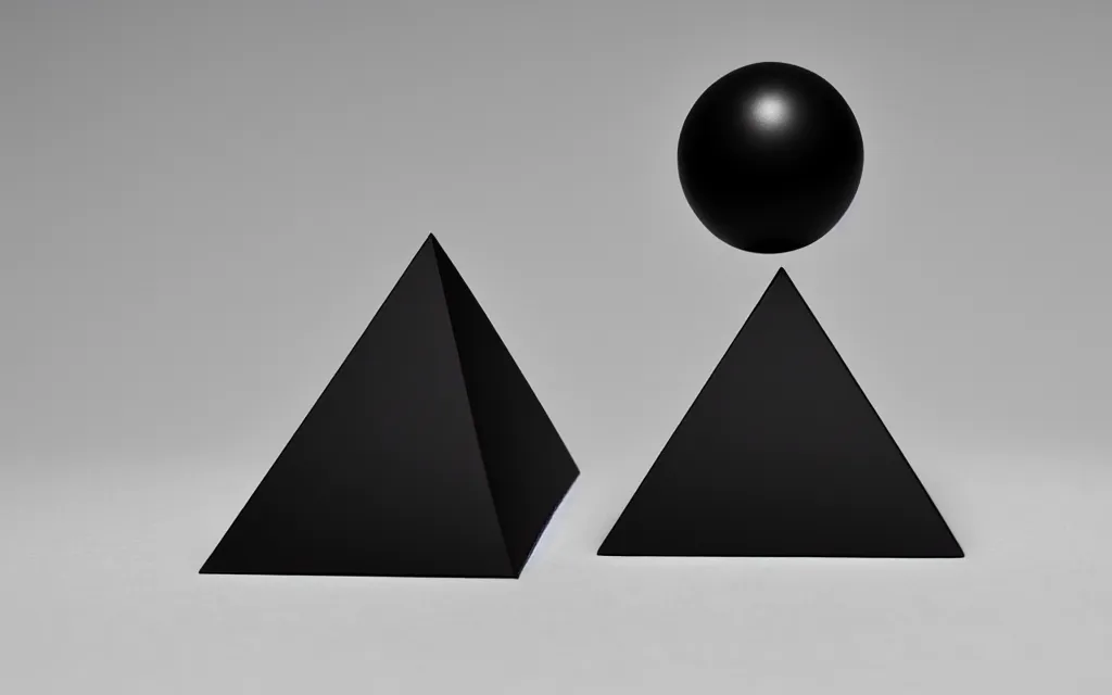 Image similar to one black sphere | one black cube | one black pyramid, on a white background