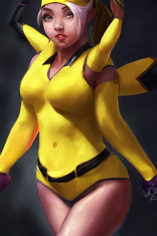 Image similar to heroine, beautiful, female pikachu, ultra detailed, digital art, 8 k, character, realistic, portrait, hyperrealistic