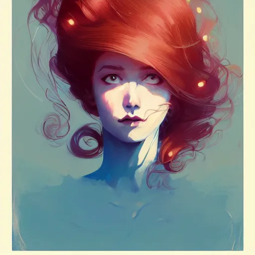 Prompt: beautiful artistic - wave highly detailed portrait female, long red hair, in a music festival, by atey ghailan, by greg rutkowski, by greg tocchini, by james gilleard, by joe fenton, by kaethe butcher, dynamic lighting, gradient light blue, brown, blonde cream and white color scheme, grunge aesthetic