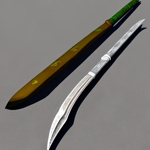 Prompt: Polearm, glaive, 3D render, fantasy weapon, long