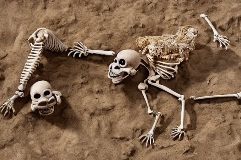 Image similar to fossilized muppet skeleton archaeology expedition photography