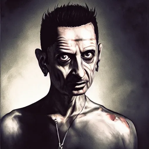 Image similar to dave gahan as a zombie looking off to the side, zombie with white eyes, 7 days to die zombie, fine art, award winning, intricate, elegant, sharp focus, cinematic lighting, highly detailed, digital painting, 8 k concept art, art by z. w. gu and alex konstad and brom and michael hussar, masterpiece, 8 k