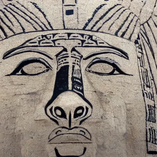 Image similar to highly detailed stencil of Anubis' face overlooking the pyramids