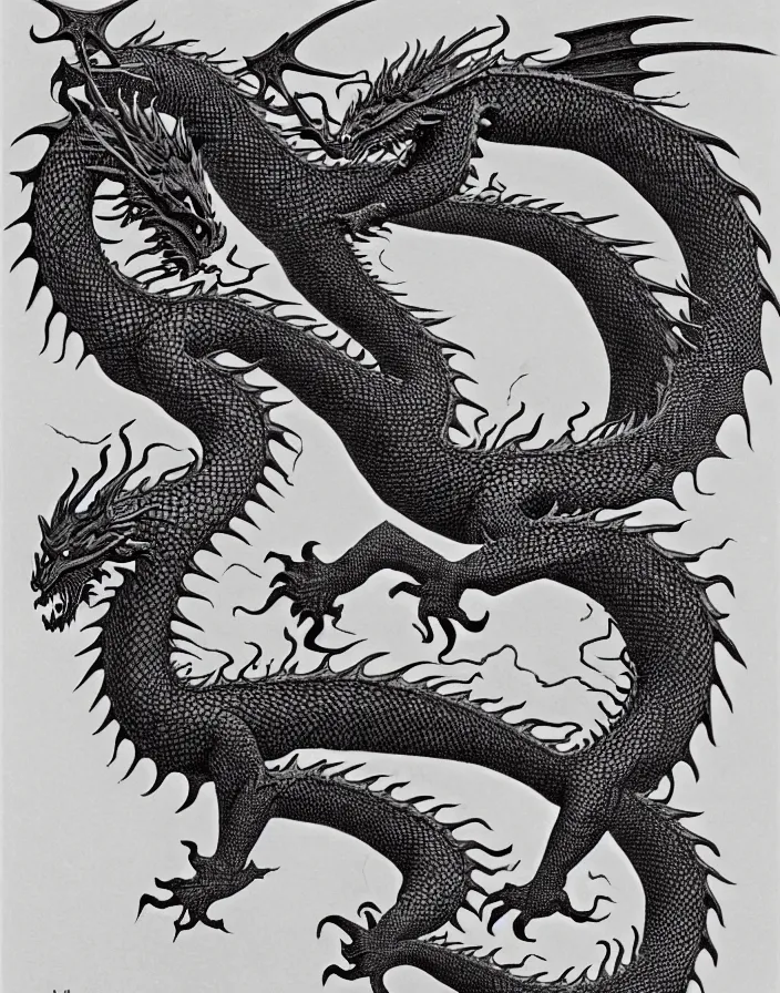 Image similar to dragon by m. c. escher