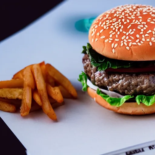 Image similar to High resolution real photo of a hamburger eating a man