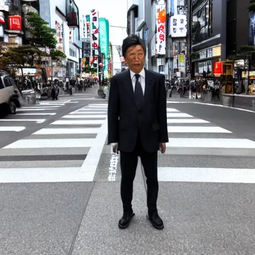 Prompt: Abe Shinzou standing on Tokyo street.