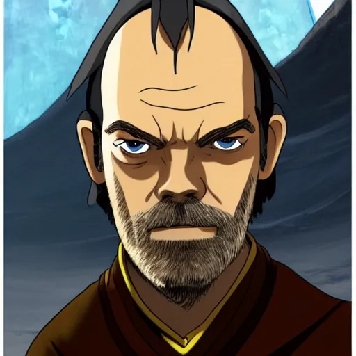 Prompt: hugo weaving in avatar : the last airbender, designed by bryan konietzko