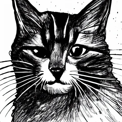 Image similar to black and white doodle of a cat