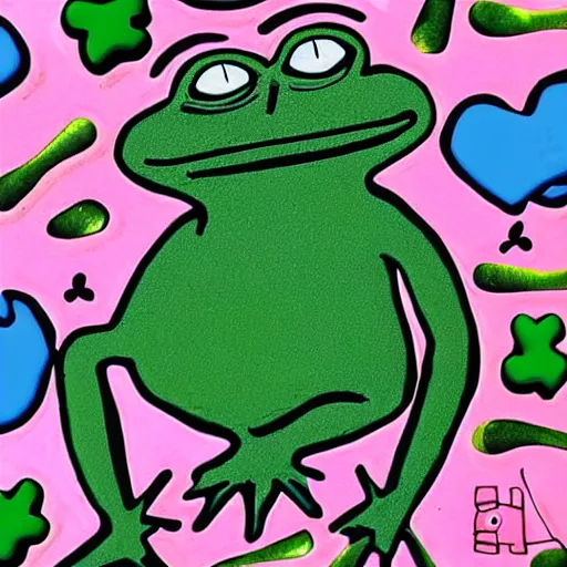 Image similar to pepe the frog finding hapiness