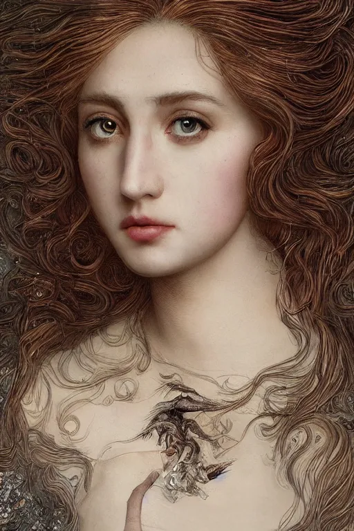 Prompt: An extremely beautiful pre-raphaelite intricate ultradetailed ornate portrait of a very beautiful elegant witch, regal, digital art painting, smooth, sharp focus, magazine art cover illustration, award winning picture, extremely detailed masterpiece, sense of awe, featured on Artstation, Artgerm, ethereal rainbow bubbles, Aetherpunk, atmospheric lightning, backlit, highly detailed illustration highlights, concept art, Exquisite matte painting, floral details, 8K detail post-processing, Uplight, vibrant mood