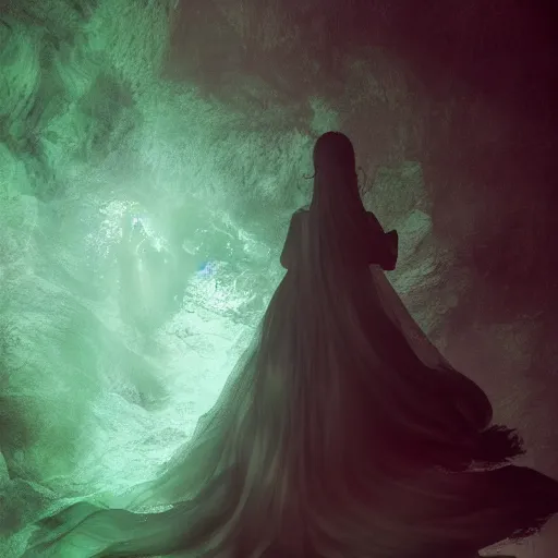 Prompt: fading into the emerald abyss I've come to take what's mine