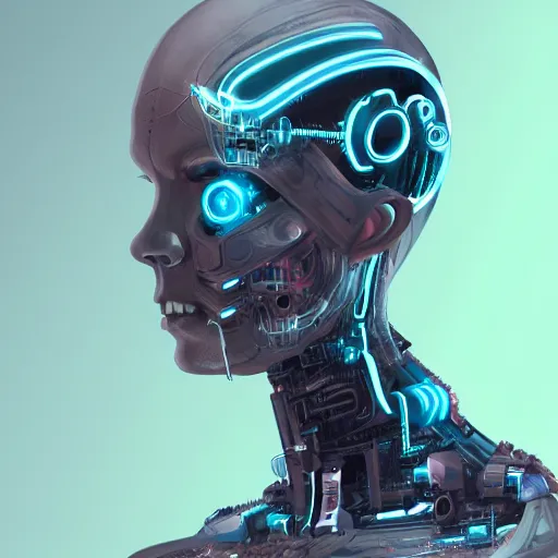 Image similar to portrait photo of a cybernetic cyborg half human face half robot face, fantasy art, sci - fi art, character design, circuitry, high tech, future, photorealistic, 8 k