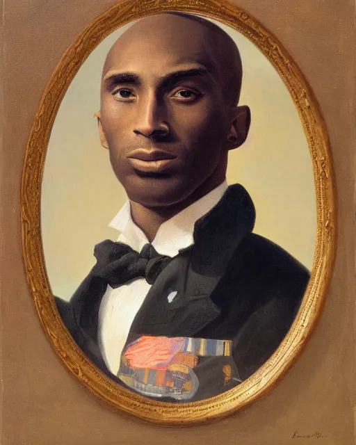 Image similar to facial portrait of the united states president, an ugly 7 8 year old kobe bryant, resolute desk, 1 8 4 8, oil on canvas by william sidney mount, trending on artstation, national archives