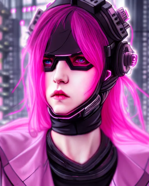 Prompt: female cyberpunk in pink and black, very detailed, realistic face, detailed face, matte, tonemapping, bbwchan, perfection, 4 k, cushart krenz