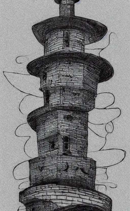 Image similar to an old man wearing a hat on top of a tower, ultra detailed, tattoo, 8 k